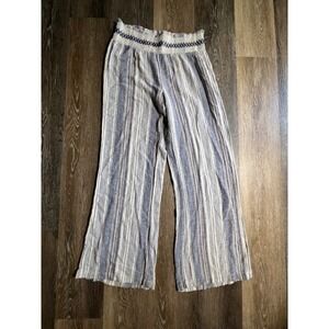 Indigo Rein Striped Wide Leg Pants Womens XL Blue White Excellent Smocked Waist